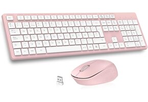 Roze Draadloos Toetsenbord & Muis | Spaans QWERTY met Numeriek Toetsenbord | 54% Korting