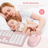 Roze Draadloos Toetsenbord & Muis | Spaans QWERTY met Numeriek Toetsenbord | 54% Korting