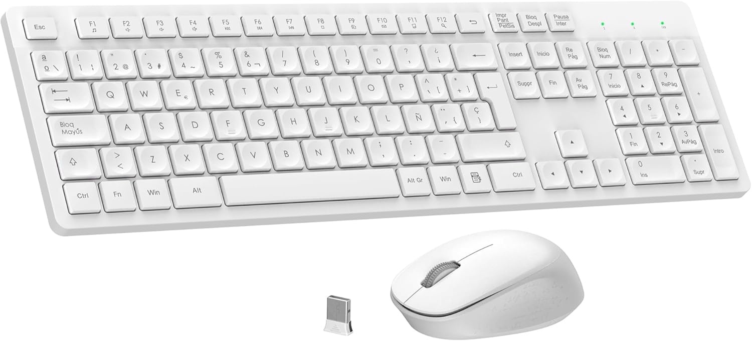 Roze Draadloos Toetsenbord & Muis | Spaans QWERTY met Numeriek Toetsenbord | 54% Korting