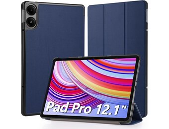 Hianjoo Hoes compatibel met Xiaomi Redmi Pad Pro/Poco Pad 12,1 inch, ultradun, leren beschermhoes met standaardfunctie, compatibel met Xiaomi Redmi Pad Pro/Poco Pad 12,1 inch, donkerblauw
