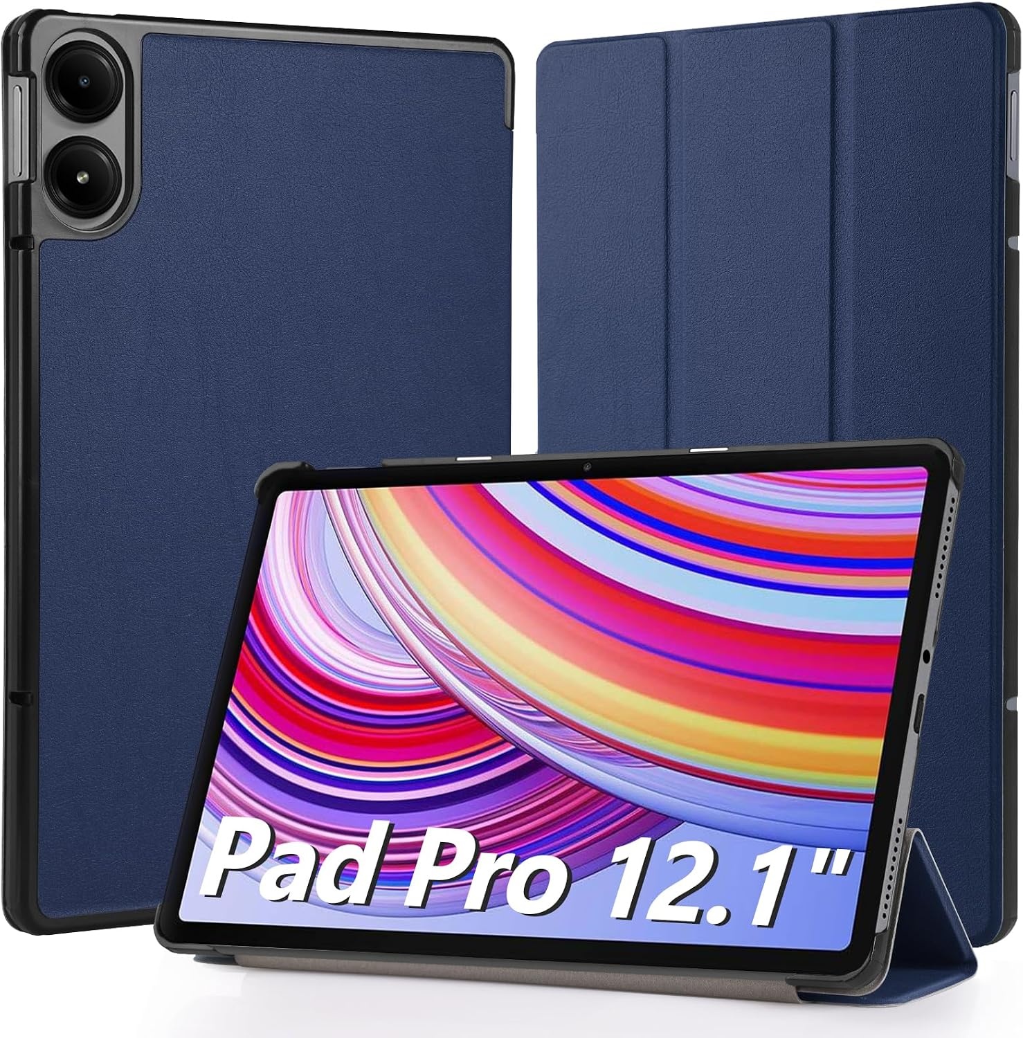 Donkerblauwe Beschermhoes Leer voor Xiaomi Redmi Pad Pro 12,1" - 54% Korting