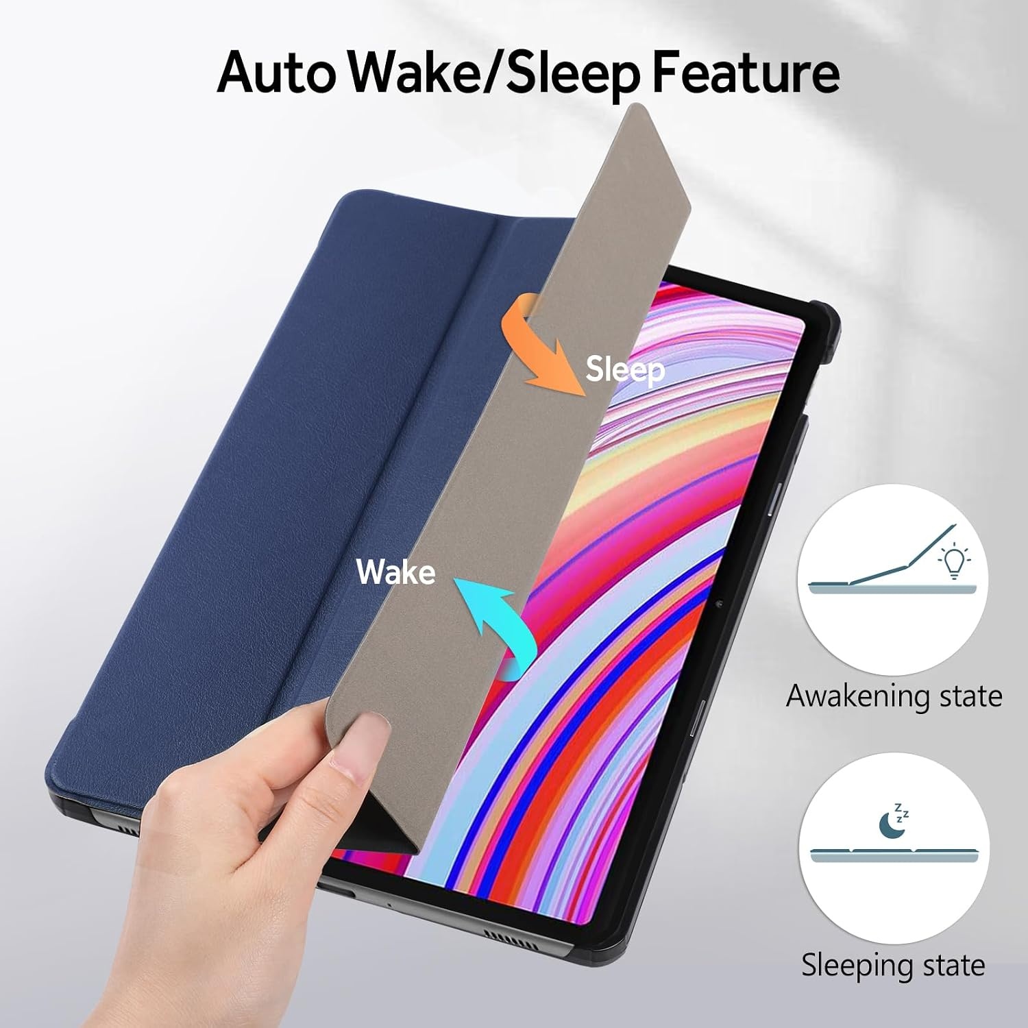 Donkerblauwe Beschermhoes Leer voor Xiaomi Redmi Pad Pro 12,1" - 54% Korting