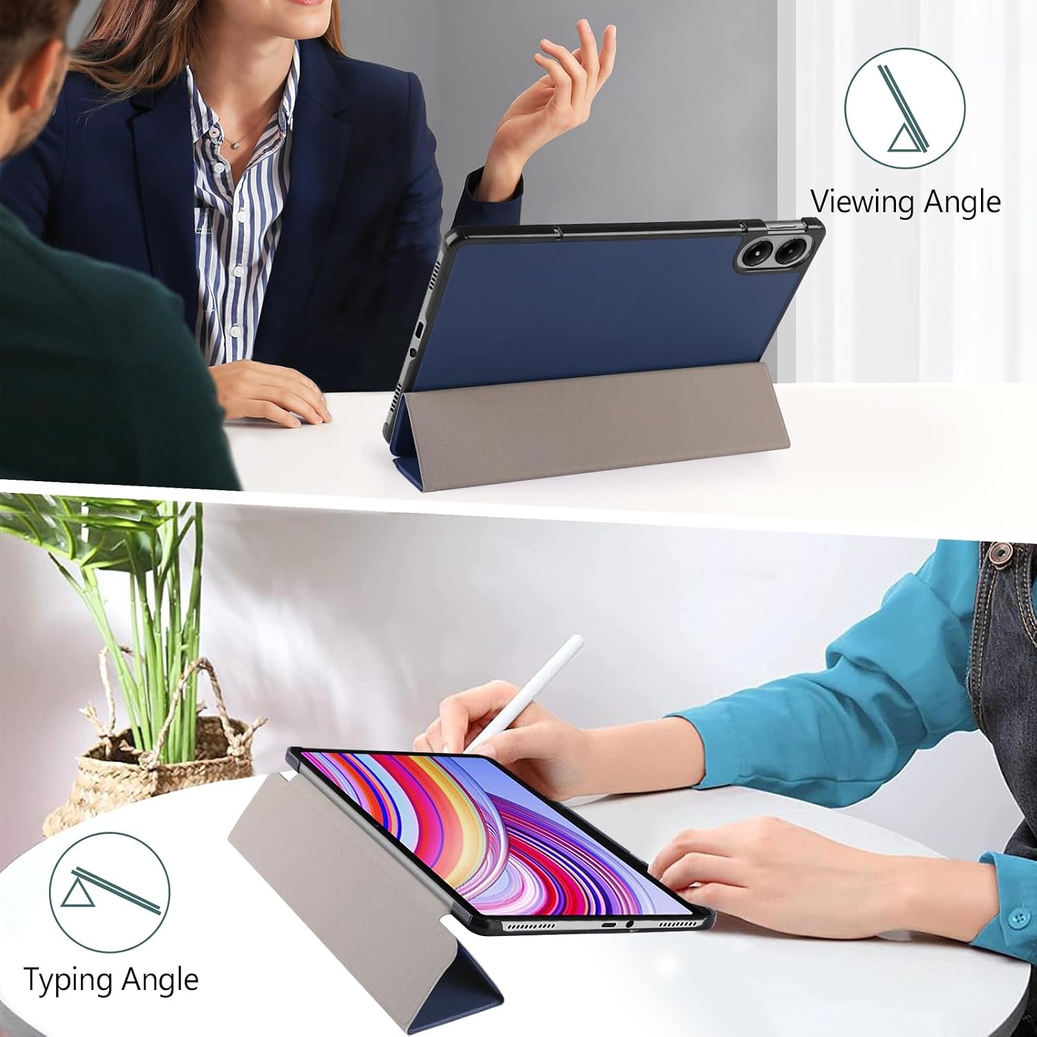 Donkerblauwe Beschermhoes Leer voor Xiaomi Redmi Pad Pro 12,1" - 54% Korting