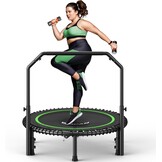 BCAN 102/122cm Rebounder Trampoline for Adults, Load Capacity 204/250 kg, Elastic Bands Adjustable Handle, Stable, Quiet, Indoor/Outdoor, Full Body Workout, Relaxation Home