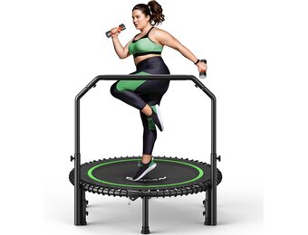 BCAN 102/122cm Rebounder Trampoline for Adults, Load Capacity 204/250 kg, Elastic Bands Adjustable Handle, Stable, Quiet, Indoor/Outdoor, Full Body Workout, Relaxation Home