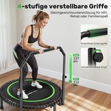 BCAN 102/122cm Rebounder Trampoline for Adults, Load Capacity 204/250 kg, Elastic Bands Adjustable Handle, Stable, Quiet, Indoor/Outdoor, Full Body Workout, Relaxation Home