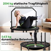 BCAN 102/122cm Rebounder Trampoline for Adults, Load Capacity 204/250 kg, Elastic Bands Adjustable Handle, Stable, Quiet, Indoor/Outdoor, Full Body Workout, Relaxation Home