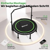 BCAN 102/122cm Rebounder Trampoline for Adults, Load Capacity 204/250 kg, Elastic Bands Adjustable Handle, Stable, Quiet, Indoor/Outdoor, Full Body Workout, Relaxation Home