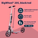 Hudora BigWheel 205-Het origineel met RX Pro technologie-Tret-scooter inklapbare City-Scooter 14724 - Big Wheel RX 205 Talla única zwart/rood