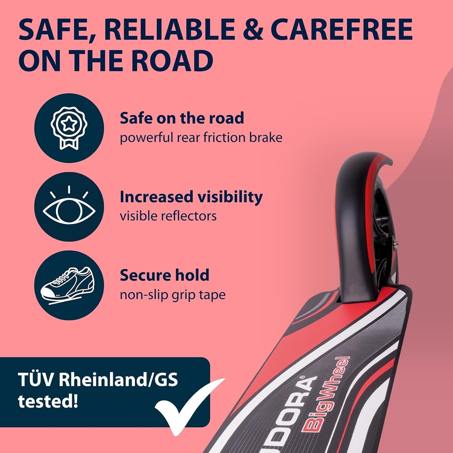 Hudora BigWheel 205-Het origineel met RX Pro technologie-Tret-scooter inklapbare City-Scooter 14724 - Big Wheel RX 205 Talla única zwart/rood