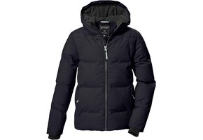 Meisjes winterjack met capuchon - Waterafstotend & Winddicht - Zwart/Blauw (29% Korting)