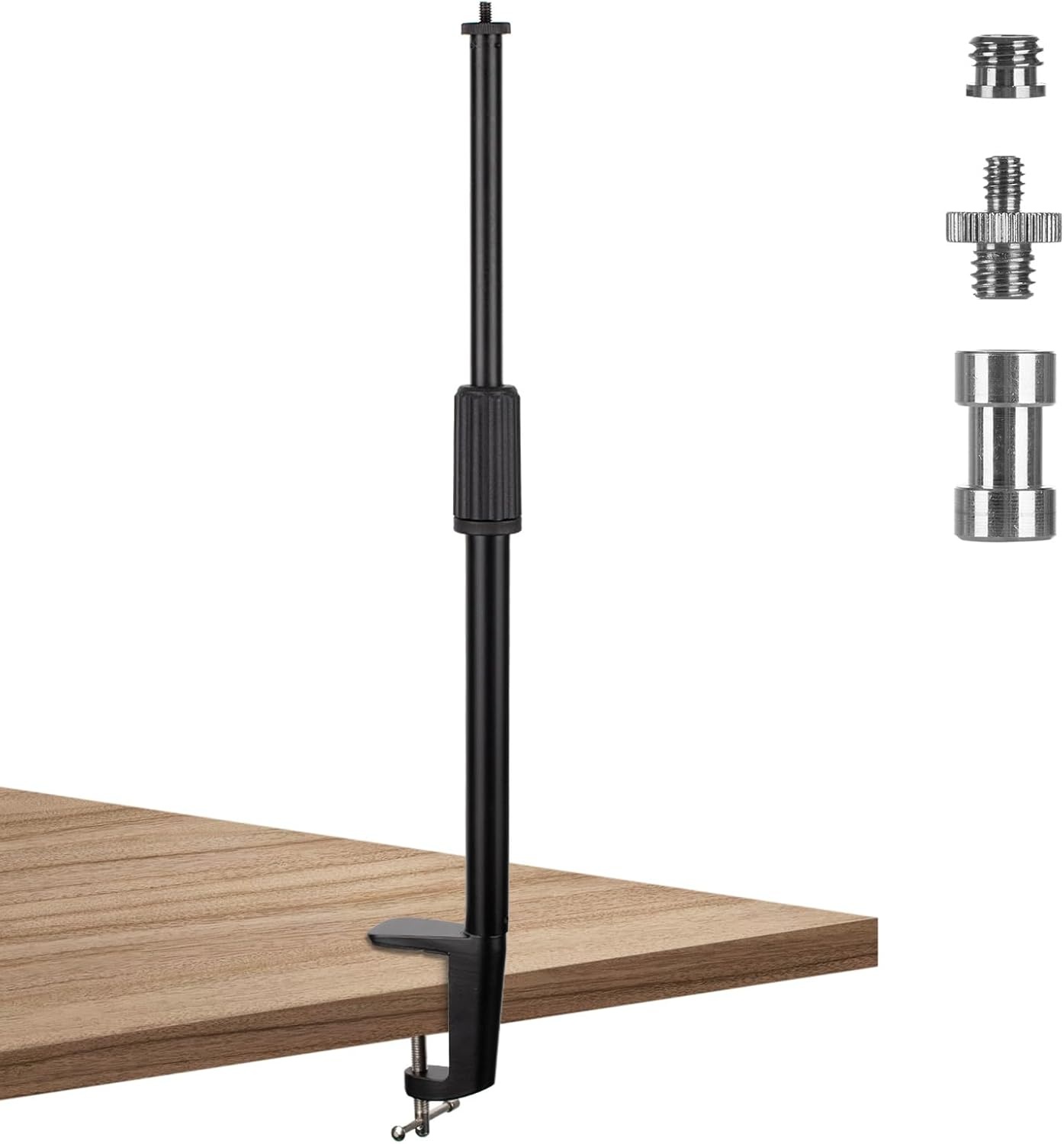 TARION Tafelblad Light Stand Clip - 35-63cm Verstelbare Metalen Tafelmontage Verlichting Monopod met 1/4 Schroef en 1/4 tot 3/8 Schroef Adapters voor Live Streaming Video Fotografie Schieten (S)