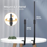 TARION Tafelblad Light Stand Clip - 35-63cm Verstelbare Metalen Tafelmontage Verlichting Monopod met 1/4 Schroef en 1/4 tot 3/8 Schroef Adapters voor Live Streaming Video Fotografie Schieten (S)