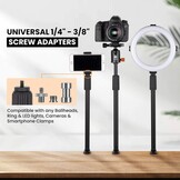 TARION Tafelblad Light Stand Clip - 35-63cm Verstelbare Metalen Tafelmontage Verlichting Monopod met 1/4 Schroef en 1/4 tot 3/8 Schroef Adapters voor Live Streaming Video Fotografie Schieten (S)