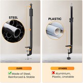TARION Tafelblad Light Stand Clip - 35-63cm Verstelbare Metalen Tafelmontage Verlichting Monopod met 1/4 Schroef en 1/4 tot 3/8 Schroef Adapters voor Live Streaming Video Fotografie Schieten (S)