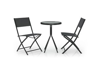 vidaXL 3-delige Bistroset staal zwart