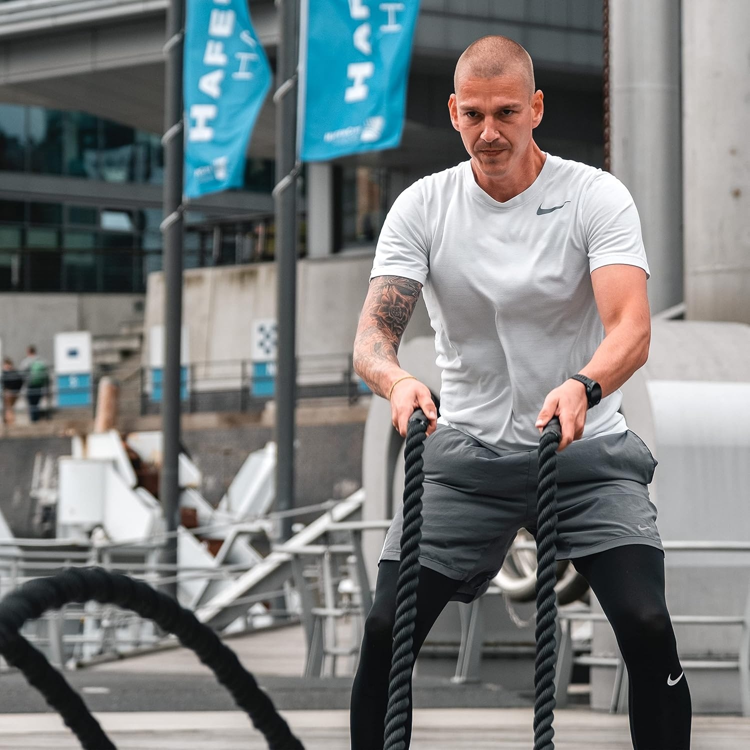 SportPlus Battle Rope 9 meter Geel - Trainingstouw voor Crossfit en Krachttraining