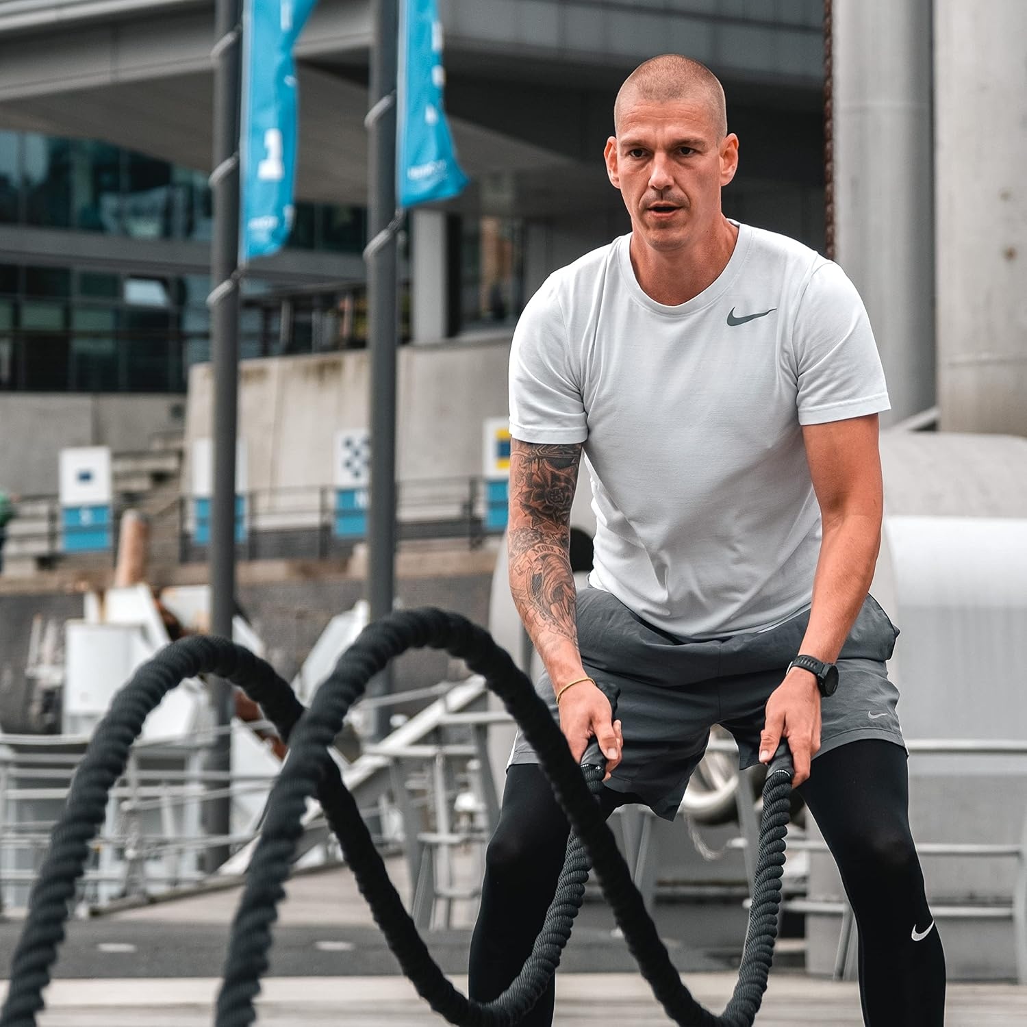 SportPlus Battle Rope 9 meter Geel - Trainingstouw voor Crossfit en Krachttraining