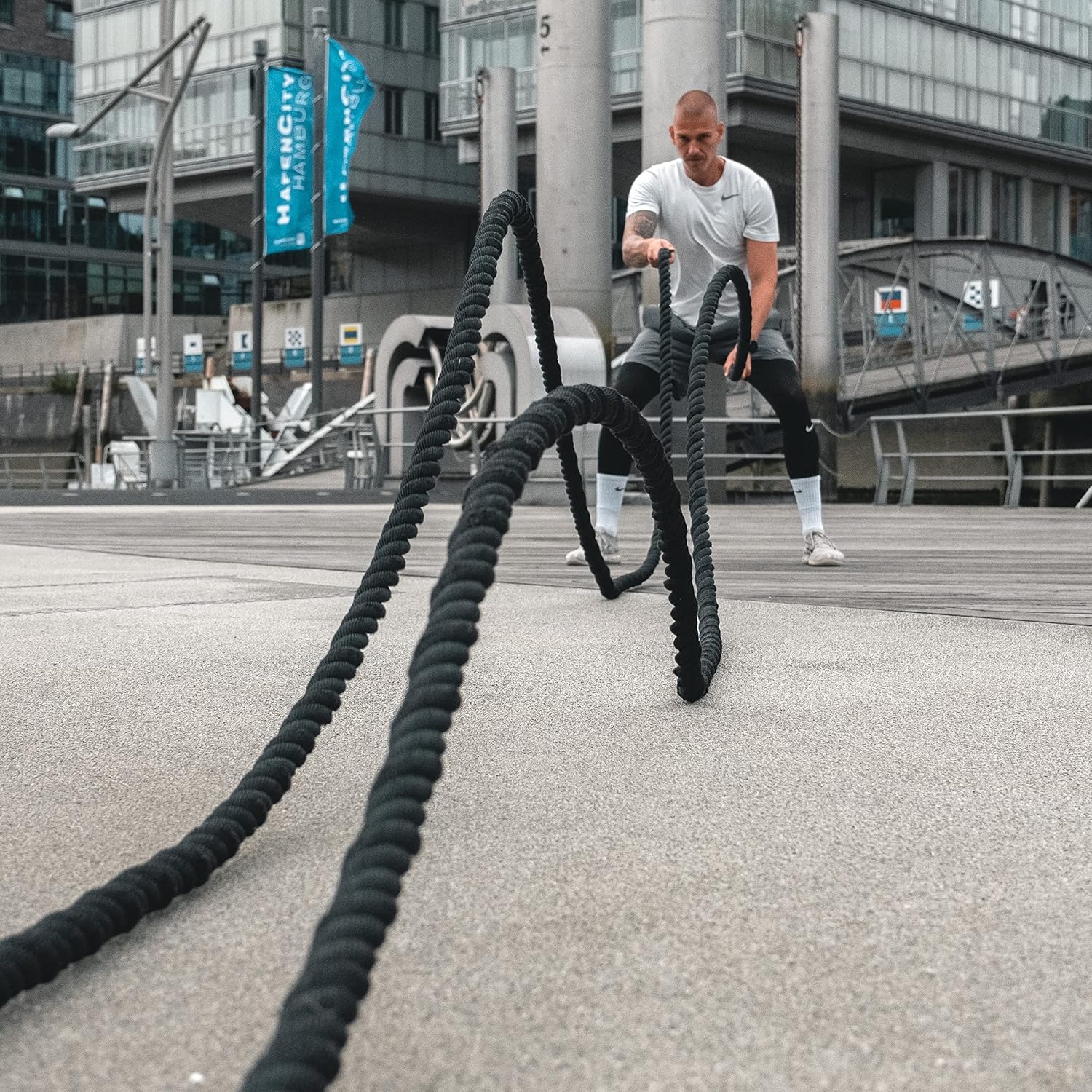 SportPlus Battle Rope 9 meter Geel - Trainingstouw voor Crossfit en Krachttraining