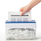 PLUS, Nietloze nietmachine bureaumodel, nietcapaciteit 10 vellen, met aanslagrail, niet- en gatfunctie, wijnrood