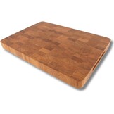 EFO Houten Snijplank 50x35x4 cm | Eindgraan Snijplank met Duurzame Eiken Constructie | Dubbelzijdige Keukenblok met Praktische Handgrepen | Broodplank met Afgeronde Hoeken - Maat 50x35x4 cm