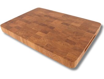 EFO Houten Snijplank 50x35x4 cm | Eindgraan Snijplank met Duurzame Eiken Constructie | Dubbelzijdige Keukenblok met Praktische Handgrepen | Broodplank met Afgeronde Hoeken - Maat 50x35x4 cm