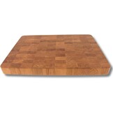 EFO Houten Snijplank 50x35x4 cm | Eindgraan Snijplank met Duurzame Eiken Constructie | Dubbelzijdige Keukenblok met Praktische Handgrepen | Broodplank met Afgeronde Hoeken - Maat 50x35x4 cm