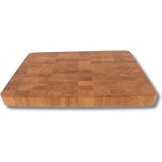 EFO Houten Snijplank 50x35x4 cm | Eindgraan Snijplank met Duurzame Eiken Constructie | Dubbelzijdige Keukenblok met Praktische Handgrepen | Broodplank met Afgeronde Hoeken - Maat 50x35x4 cm