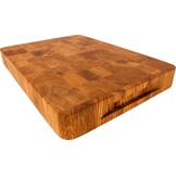 EFO Houten Snijplank 50x35x4 cm | Eindgraan Snijplank met Duurzame Eiken Constructie | Dubbelzijdige Keukenblok met Praktische Handgrepen | Broodplank met Afgeronde Hoeken - Maat 50x35x4 cm