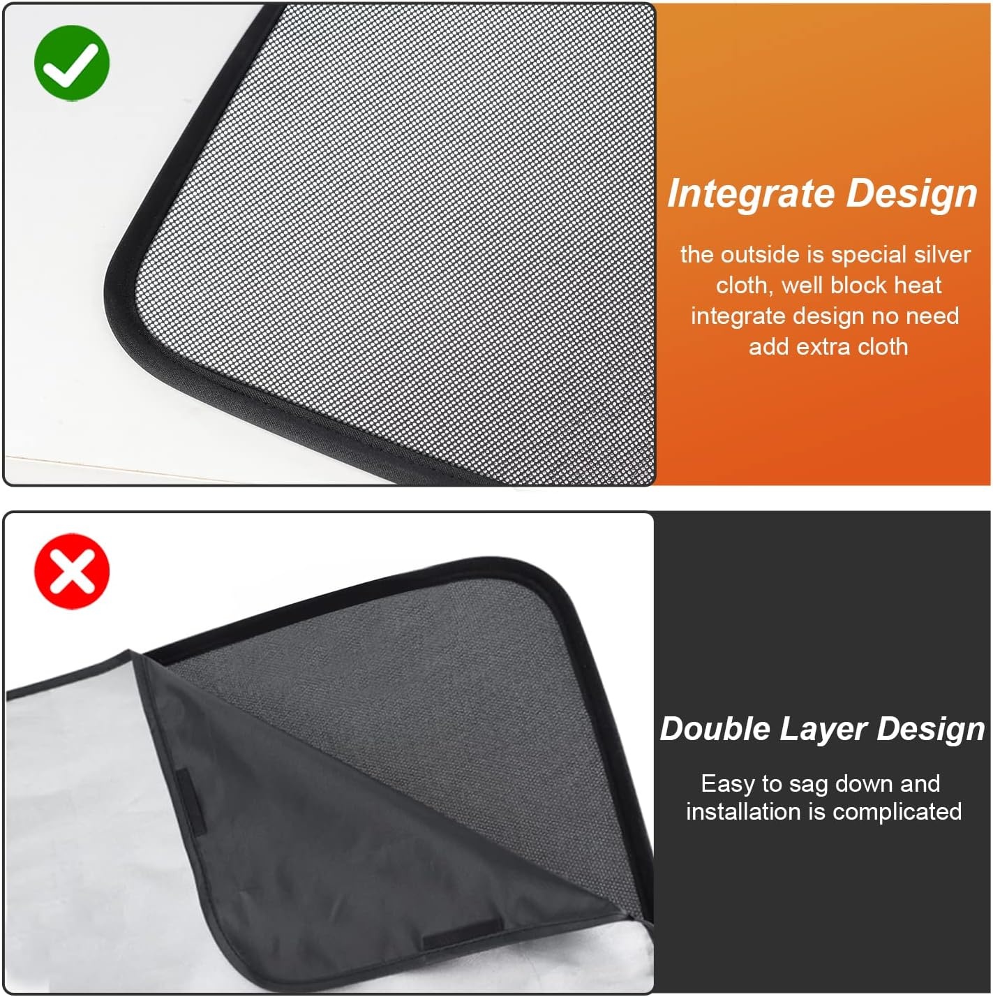 Tesla Model Y Zonneklep voor en achter - Opvouwbaar voor Open Raam - Accessoires Model Y (zwart en zilver)