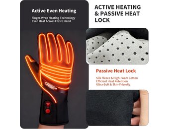 Origem Heated Motorcycle Gloves Men Women Ultra-thin, 6000mAh Rechargeable Battery, Winter Thermal Waterproof Touch Screen Non-Slip Reflective Undergloves for Skiing Cycling Scooter Raynaud - Maat XL