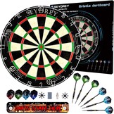 Dart Board Stalen Dart Board Dartboard set met 6 stuks 20 g Stalen Tip Darts 12 Vluchten Roterende Nummer Ring + Nietvrije Bullseye Gooilijn Installatie-instructie