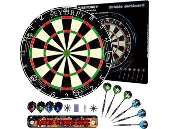 Dart Board Stalen Dart Board Dartboard set met 6 stuks 20 g Stalen Tip Darts 12 Vluchten Roterende Nummer Ring + Nietvrije Bullseye Gooilijn Installatie-instructie