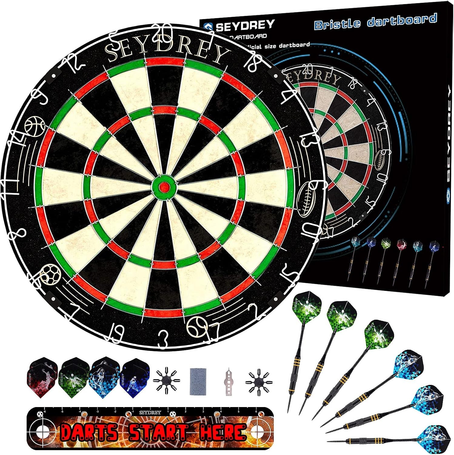 Sisal Dartbord Set met 6 Darts, Korting!