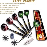 Dart Board Stalen Dart Board Dartboard set met 6 stuks 20 g Stalen Tip Darts 12 Vluchten Roterende Nummer Ring + Nietvrije Bullseye Gooilijn Installatie-instructie