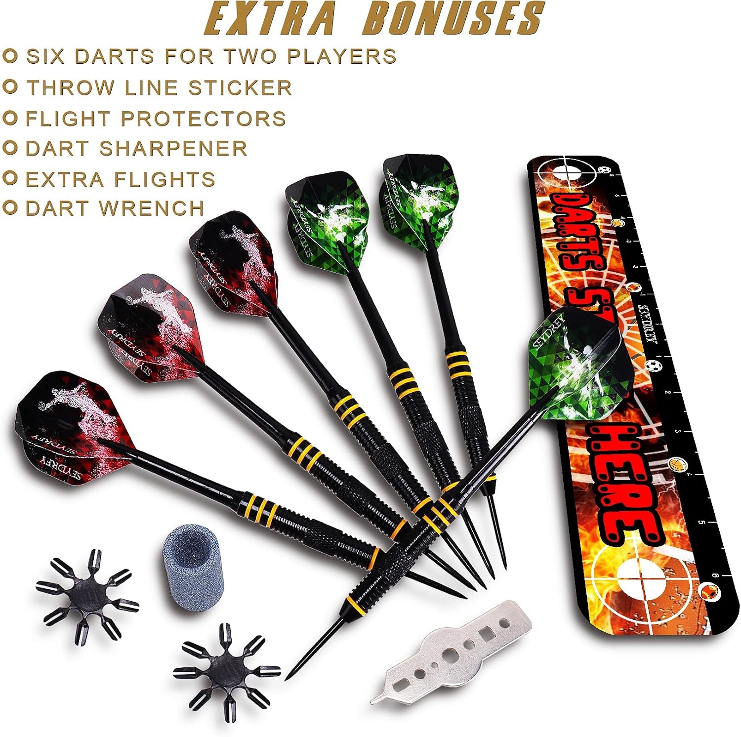 Sisal Dartbord Set met 6 Darts, Korting!