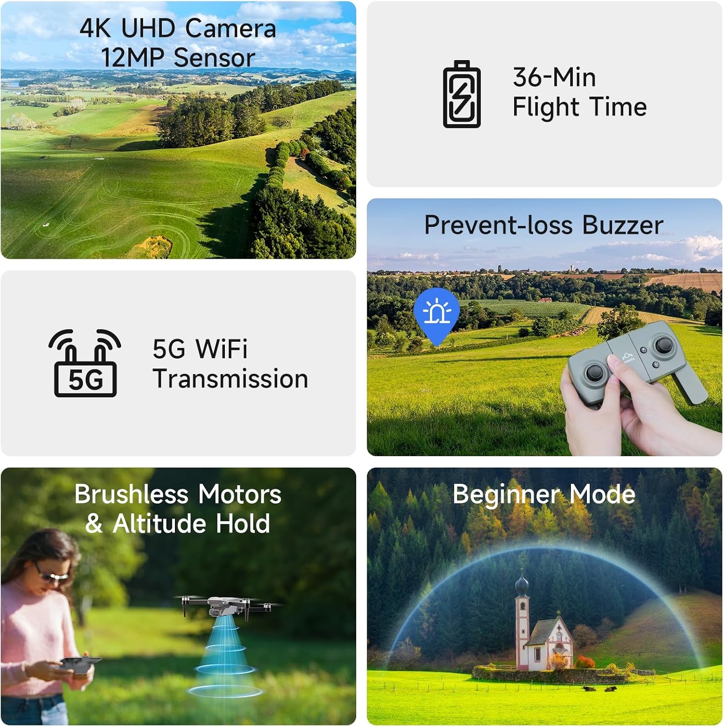 Ameta Drone with Camera 4K for Kids, S20 Lite RC FPV Drone for Adults Beginners with 36min Flight Time/Altitude Hold/Circle Fly/ 3D Flip, Cool Toy Gift for Men Boys, Under 250g