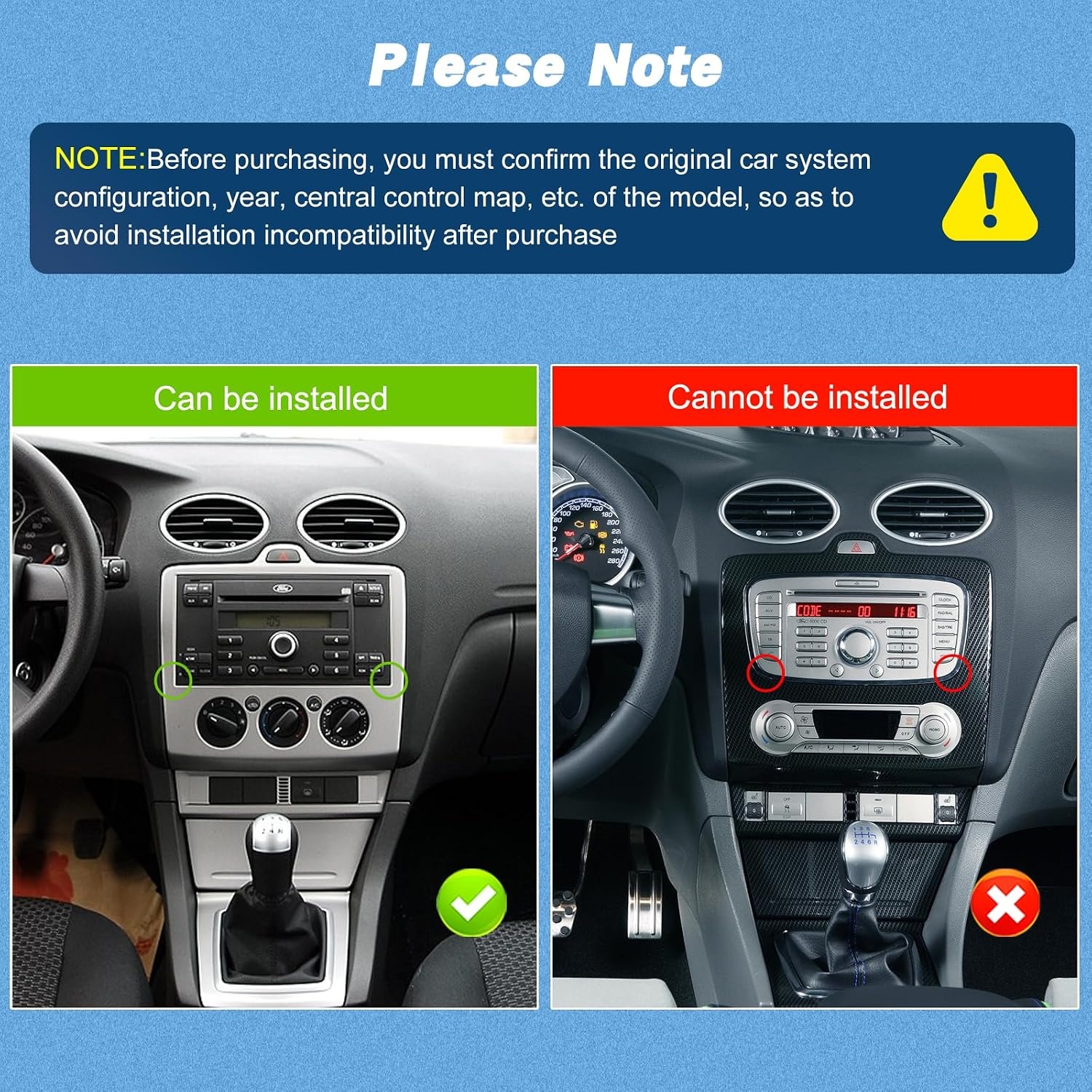 Android Autoradio voor Ford modellen - 2GB RAM & 64GB ROM - Draadloos CarPlay en Android Auto