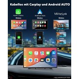 Lamto Autoradio, draadloos, Carplay & Android Auto, Bluetooth, 9 inch, IPS touchscreen, audio-ontvanger, digitale media-ontvanger, met Airplay/Siri/Google Assistant/GPS/FM/AUX