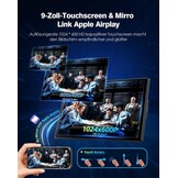 Lamto Autoradio, draadloos, Carplay & Android Auto, Bluetooth, 9 inch, IPS touchscreen, audio-ontvanger, digitale media-ontvanger, met Airplay/Siri/Google Assistant/GPS/FM/AUX
