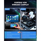 Lamto Autoradio, draadloos, Carplay & Android Auto, Bluetooth, 9 inch, IPS touchscreen, audio-ontvanger, digitale media-ontvanger, met Airplay/Siri/Google Assistant/GPS/FM/AUX