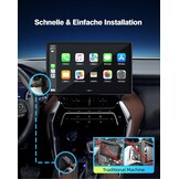 Lamto Autoradio, draadloos, Carplay & Android Auto, Bluetooth, 9 inch, IPS touchscreen, audio-ontvanger, digitale media-ontvanger, met Airplay/Siri/Google Assistant/GPS/FM/AUX