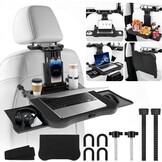 autotafel voor achterbank passagierszijde, draagbare autostoeltje-tafeltje met bekerhouder en mobiele telefoonhouder, multifunctionele eettafel opvouwbaar, draagvermogen 15-20 kg