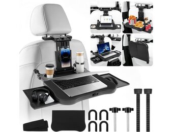 autotafel voor achterbank passagierszijde, draagbare autostoeltje-tafeltje met bekerhouder en mobiele telefoonhouder, multifunctionele eettafel opvouwbaar, draagvermogen 15-20 kg