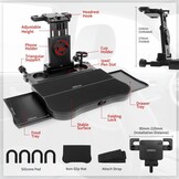 autotafel voor achterbank passagierszijde, draagbare autostoeltje-tafeltje met bekerhouder en mobiele telefoonhouder, multifunctionele eettafel opvouwbaar, draagvermogen 15-20 kg