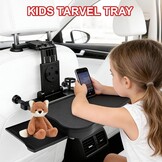 autotafel voor achterbank passagierszijde, draagbare autostoeltje-tafeltje met bekerhouder en mobiele telefoonhouder, multifunctionele eettafel opvouwbaar, draagvermogen 15-20 kg