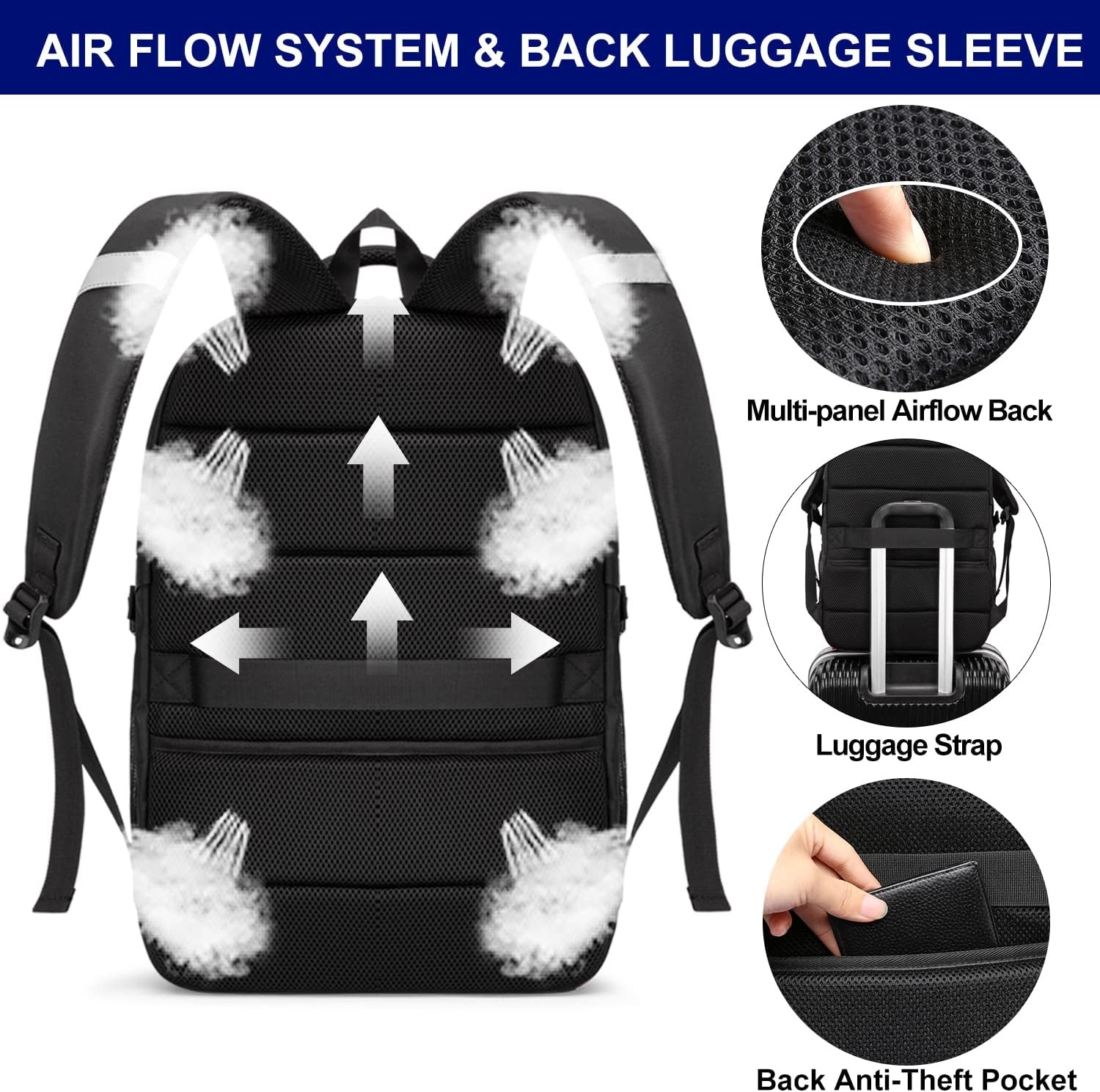 WENIG Extra Grote Laptoprugzak 50L - 17.3 inch - Zwart - TSA-goedgekeurd