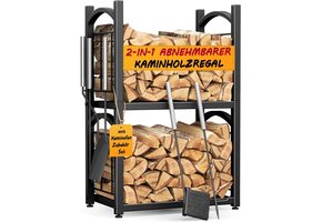 2-in-1 Haardhoutrek met Haardaccessoires - 78x46x32 cm