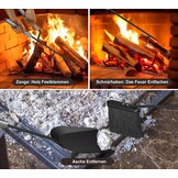 HFHOME Firewood Rack Indoor Firewood Rack Outdoor 2-in-1, Firewood Stand for Firewood Storage, Firewood Rack 78 x 46 x 32 cm with Fireplace Accessories Shovel Broom Tongs Poker