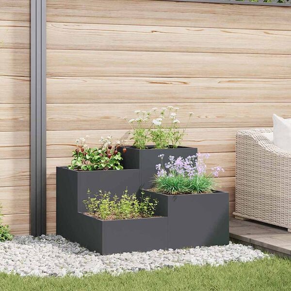 vidaXL Tuin Bloempot Antraciet 100 x 100 x 60 cm Staal